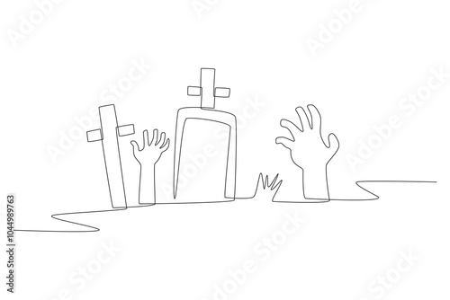 A terrifying funeral. Funeral concept one-line drawing