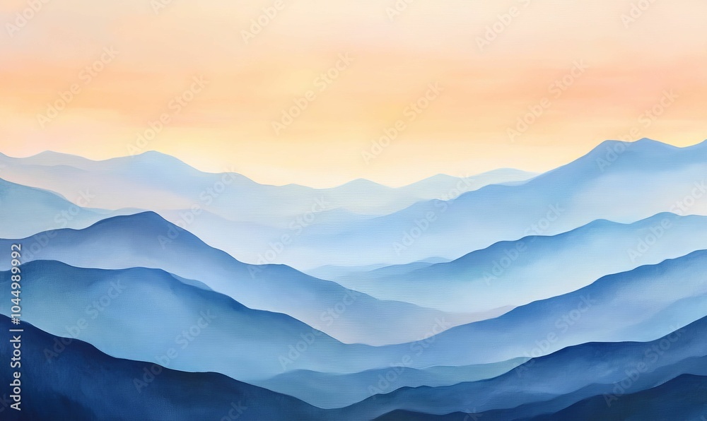 Abstract blue mountains with orange sky. Abstract blue mountains with orange sky.