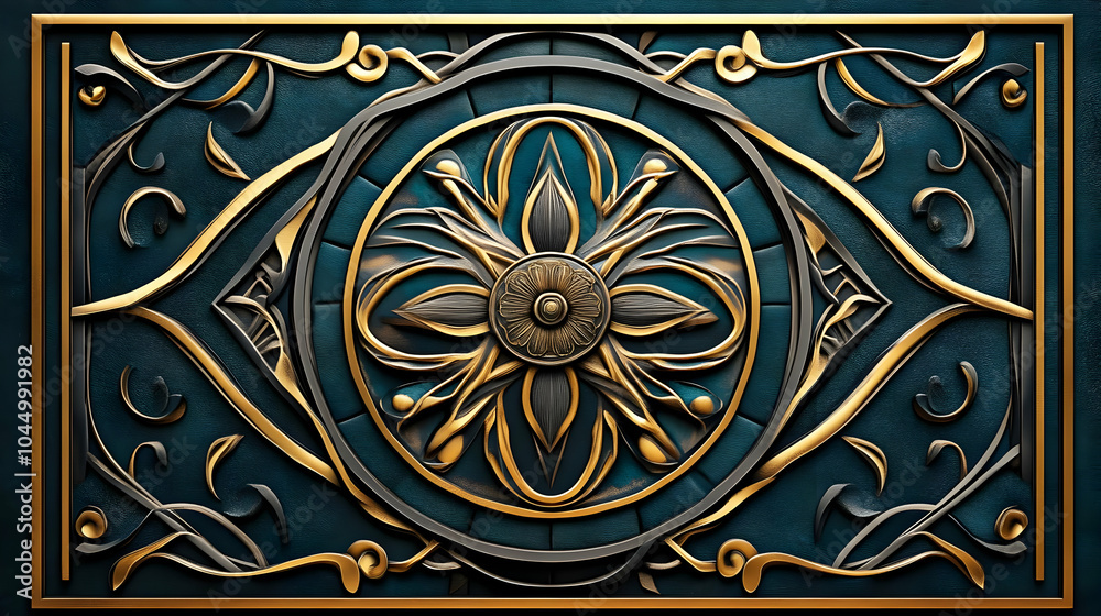 3D Blue and Gold Floral Pattern 3D Blue and Gold Floral Pattern