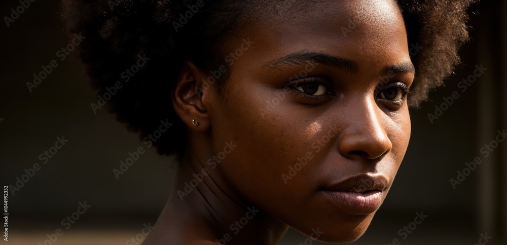 Black and white silhouette portraits of an African American woman showcasing beauty and emotion