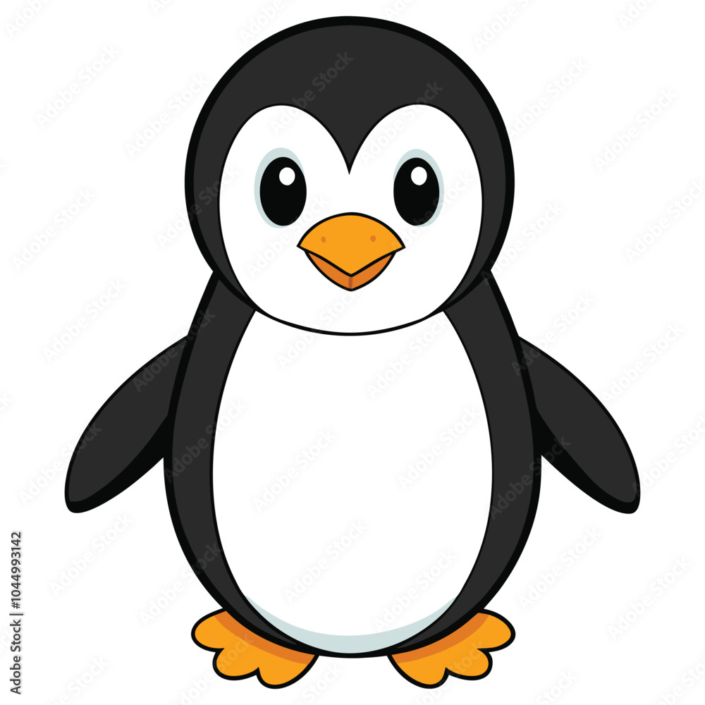 Fototapeta premium Simple happy penguin. Cute penguin vector illustration