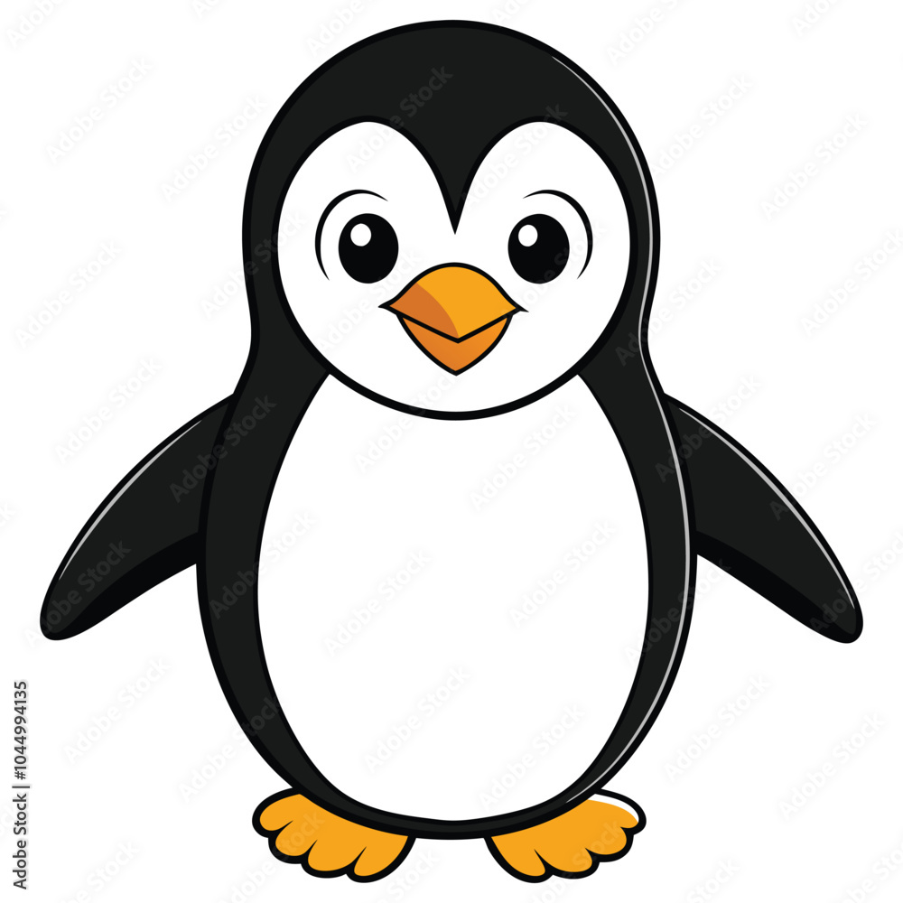 Fototapeta premium Simple happy penguin. Cute penguin vector illustration