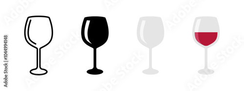 Empty wine glass icon. Alcohol cocktail glass vector illustration. Simple wine symbol. Alcohol beverage colorful pictogram. Restaurant wine line menu symbol. Eatery beverage concept.