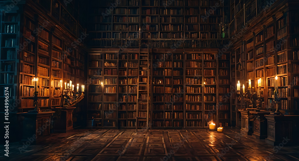 Pixelated 8-bit style ancient library interior with towering bookshelves, magical floating books, and enchanted candles lighting the space. Pixelated 8-bit style ancient library interior with towering bookshelves, magical floating books, and enchanted candles lighting the space.
