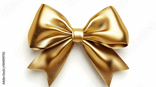 Golden Ribbon Bow 3D Illustration