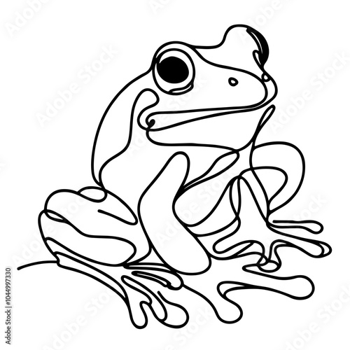 frog one line art continuous on white background