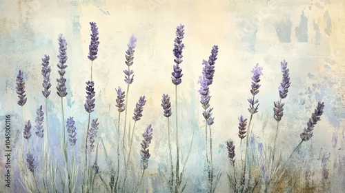 Obraz Soft lavender stems fade into a lightly textured grunge backdrop for nature-inspired wallpaper