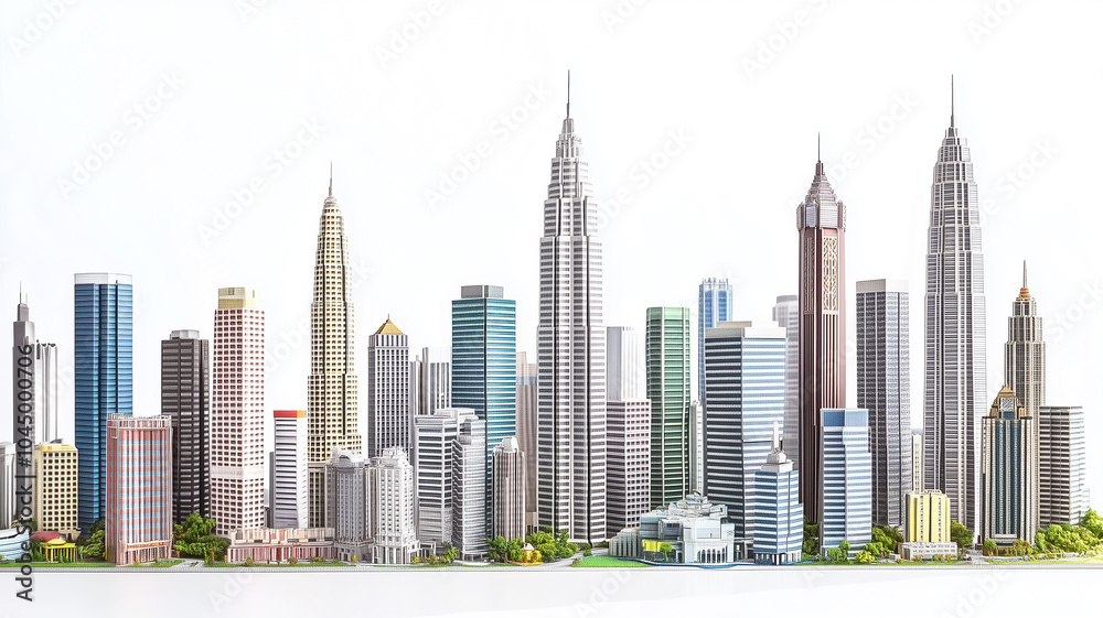 Obraz premium Kuala Lumpur Malaysia skyscrapers on white background