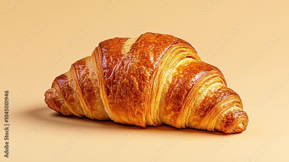 Perfectly Baked 3D Croissant on Simple Background Perfectly Baked 3D Croissant on Simple Background