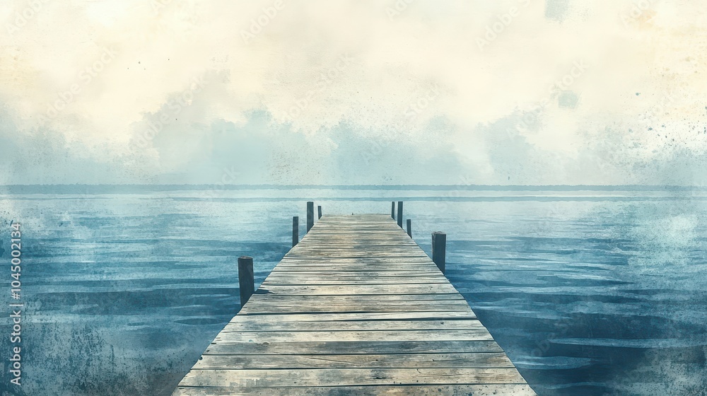 Fototapeta premium Pier blending into a distressed grunge background for a rustic wallpaper design