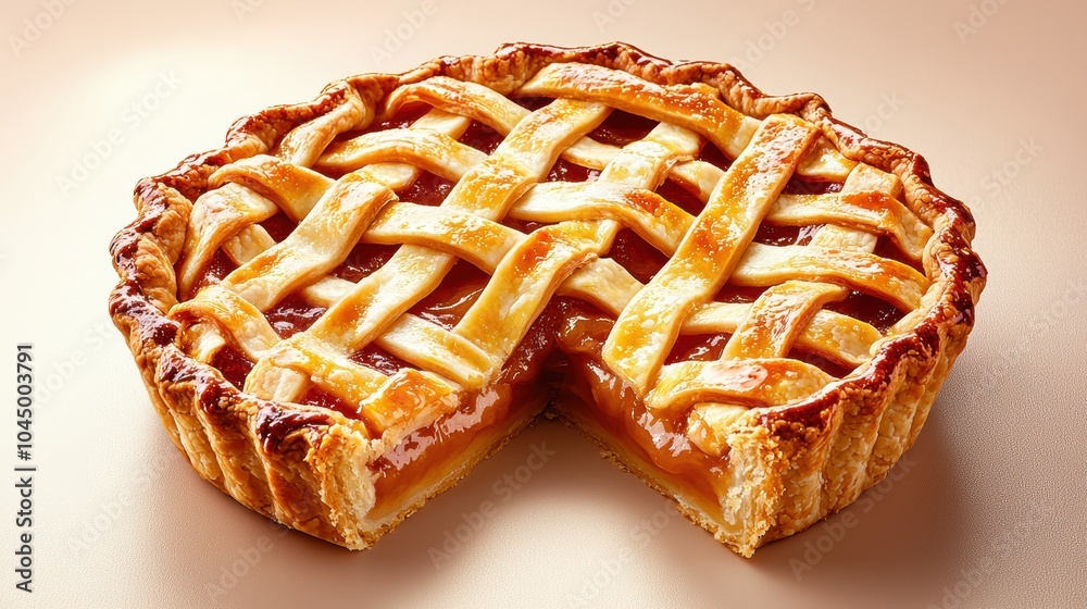 Golden Pie with Lattice Crust and Delicious Filling Golden Pie with Lattice Crust and Delicious Filling