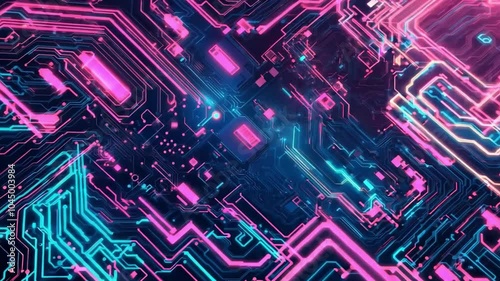 Wallpaper Mural Colorful abstract circuitry design with glowing lines and patterns showcasing technology and innovation in digital space Torontodigital.ca