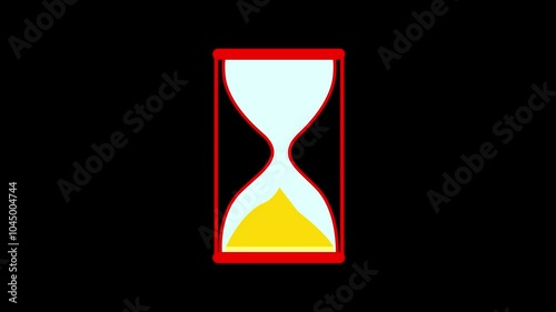 Hourglass showing time countdown animation on a black background.