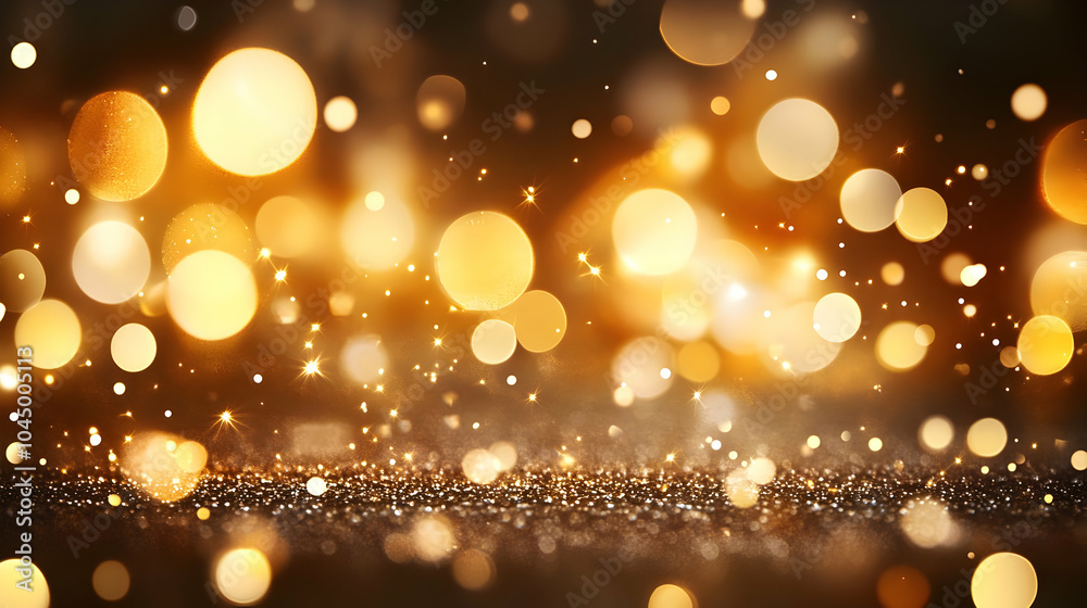 Abstract Background with Golden Glitter and Lights Abstract Background with Golden Glitter and Lights