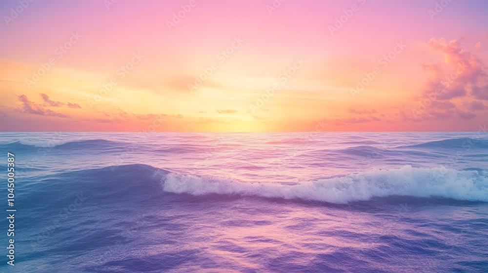 A calm sea at sunset, with the horizon blending into a gradient of purples and oranges, creates an atmosphere that feels serene and peaceful.