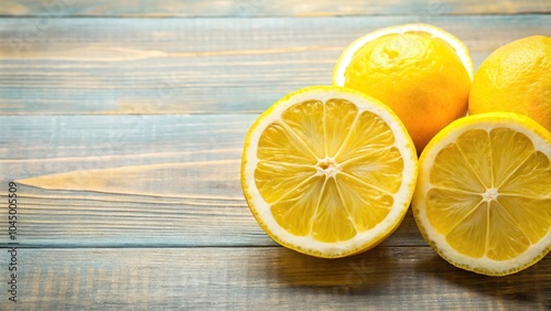 Sliced lemon placed on a white background