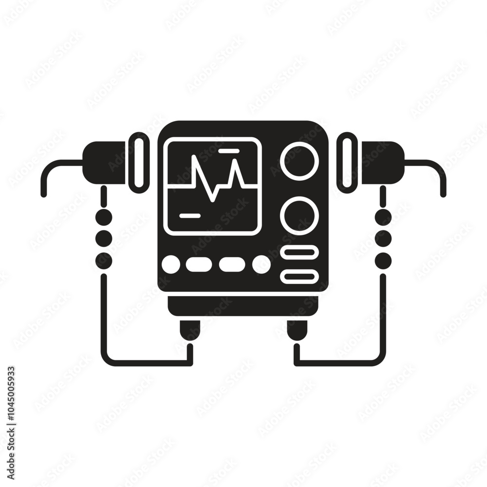 Defibrillator medical device icon vector on white background Defibrillator medical device icon vector on white background