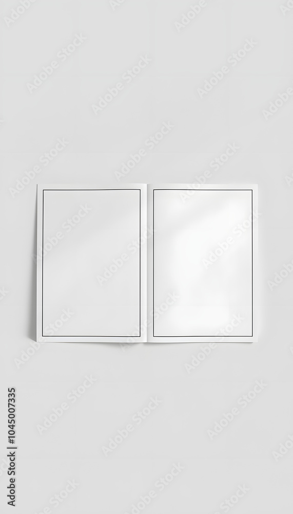 Two blank closed A4, (A5) brochures with soft realistic shadows isolated on gray background isolated with white highlights, png Two blank closed A4, (A5) brochures with soft realistic shadows isolated on gray background isolated with white highlights, png