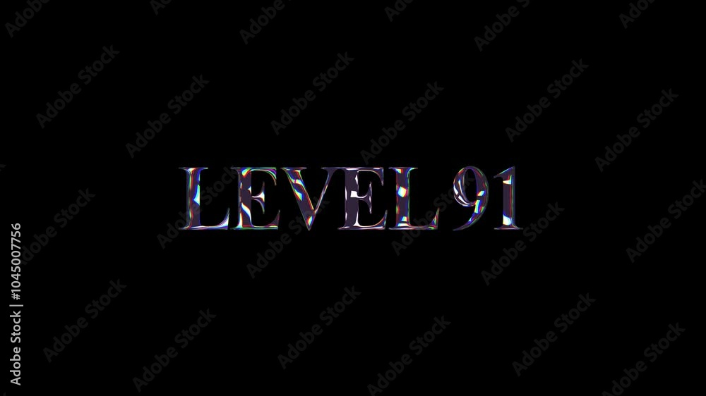 Level 91, Crystal text level change video animation for video game, game round level concept Level 91, Crystal text level change video animation for video game, game round level concept