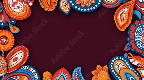 Colorful Paisley Design for Indian Festival, Wedding, and Diwali Greeting Card Background