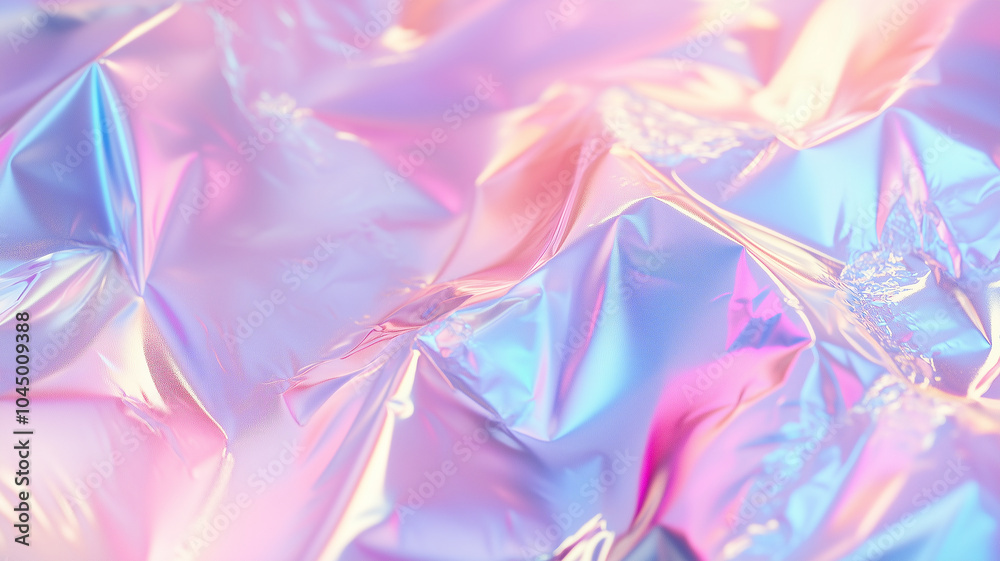 Fototapeta premium Soft pastels with a colorful holographic background create a creative gradient effect
