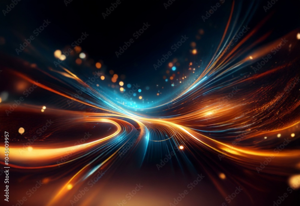 Colorful curves of light streak through the dark. Colorful curves of light streak through the dark.
