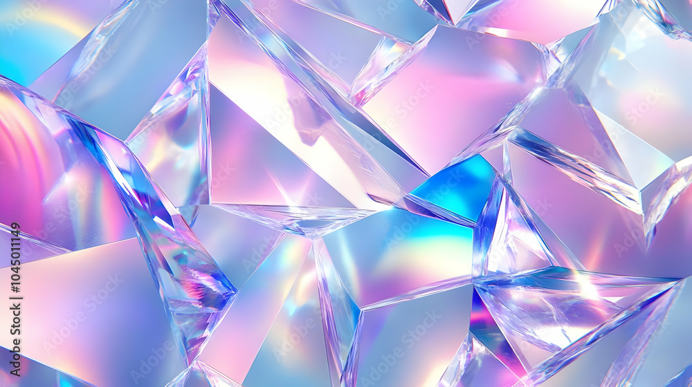 Abstract 3D Background - Iridescent Geometric Shapes