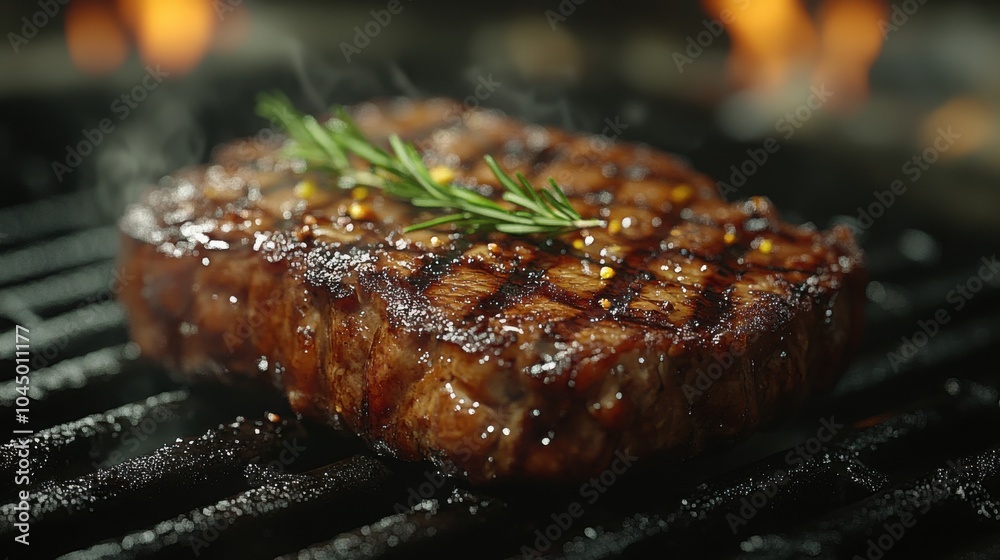 Grilled Steak on a Clean Background with Ample Space for Text and Creative Applications in Culinary Marketing and Food Blogging Grilled Steak on a Clean Background with Ample Space for Text and Creative Applications in Culinary Marketing and Food Blogging