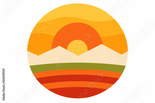 September fall equinox sunset vector illustration on a white background