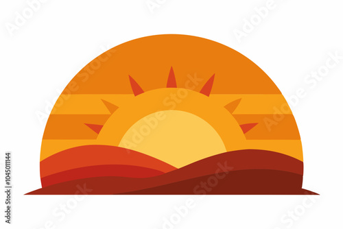 September fall equinox sunset vector illustration on a white background