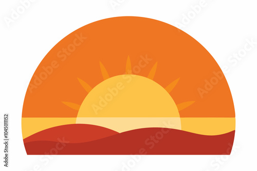 September fall equinox sunset vector illustration on a white background