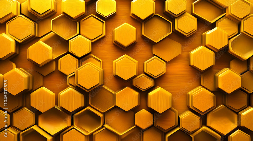 Golden Hexagon 3D Abstract Background Golden Hexagon 3D Abstract Background