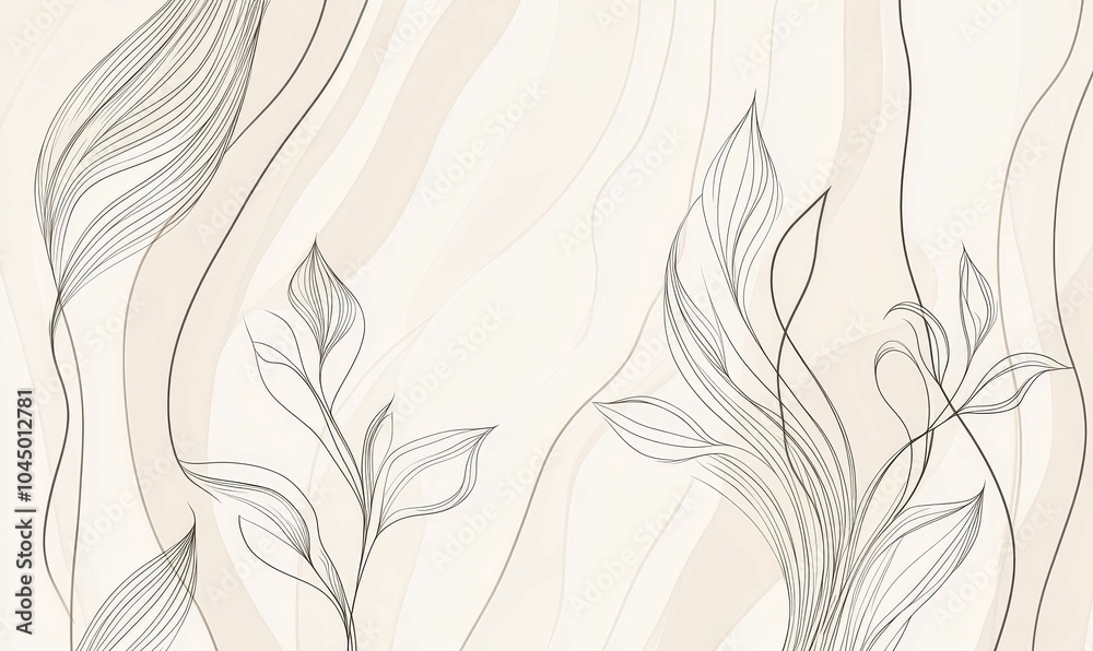 Abstract floral line art on a white background. Abstract floral line art on a white background.