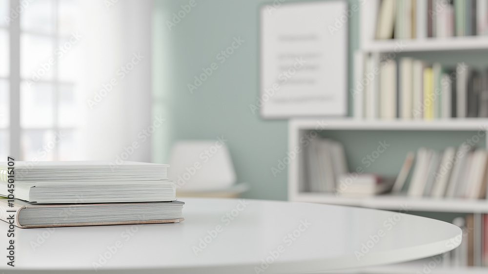 White table with books and stationery with copy space White table with books and stationery with copy space