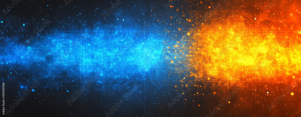 Obraz premium abstract digital background featuring striking contrast of blue and orange hues, creating dynamic visual experience filled with energy and movement