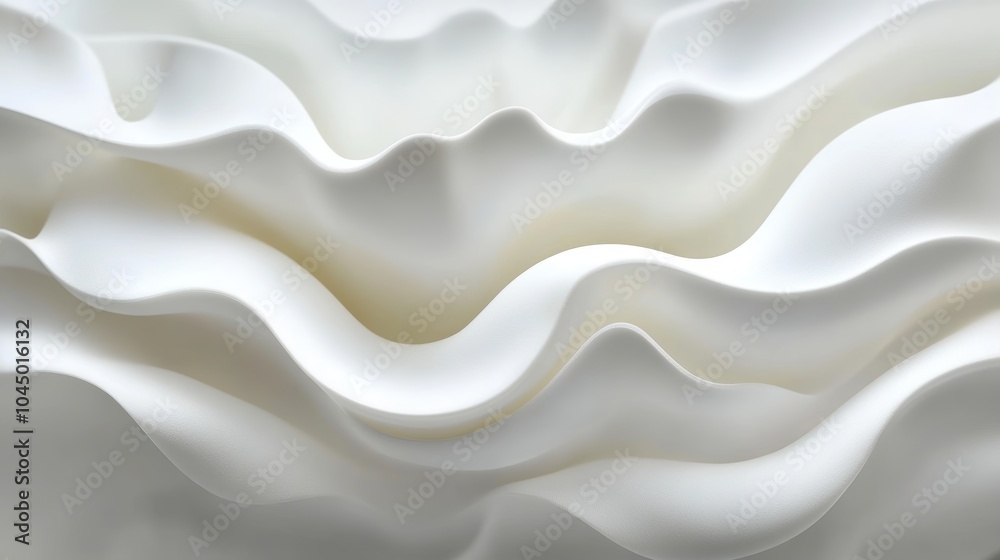 Obraz premium Abstract White Background, Smooth And Elegant Wavy Texture, 3D Rendered Image For Design