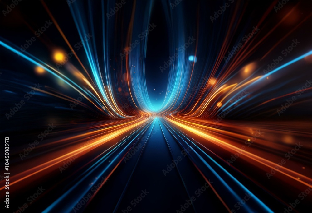 Abstract depiction of motion and speed, featuring a central pathway with radiating streaks of light. Abstract depiction of motion and speed, featuring a central pathway with radiating streaks of light.