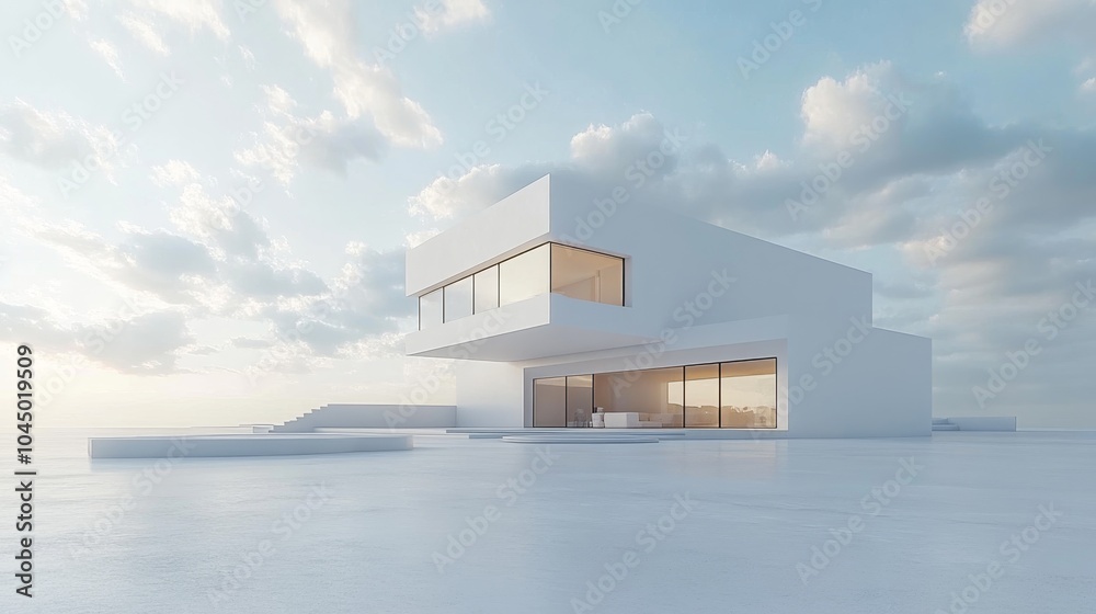 A modern, white house rendered in 3D, perfect for advertising real estate, lifestyle, sales, security, or construction projects. A modern, white house rendered in 3D, perfect for advertising real estate, lifestyle, sales, security, or construction projects.