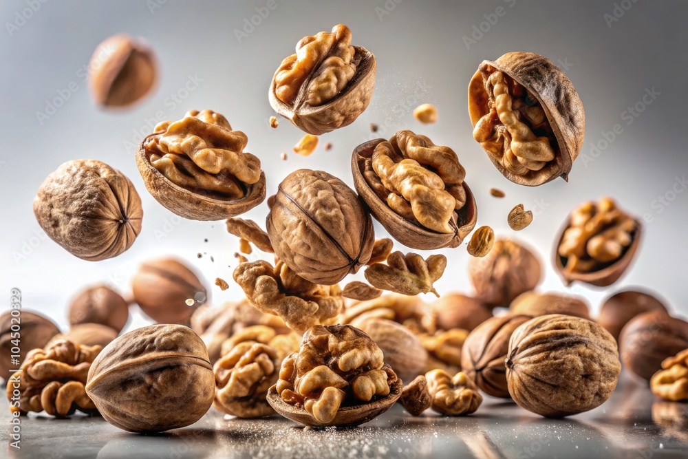 Falling Walnuts on Isolated White Background - Nature's Bounty, Healthy Snacks, Organic Ingredients, Nutty Delights, Culinary Uses, Food Photography, Natural Textures, Rustic Elements, Harvest Season Falling Walnuts on Isolated White Background - Nature's Bounty, Healthy Snacks, Organic Ingredients, Nutty Delights, Culinary Uses, Food Photography, Natural Textures, Rustic Elements, Harvest Season