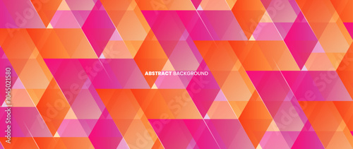 Abstract background with triangle pattern arranged in sequence with orange and pink color gradation. Vector template for digital lux business banner, contemporary formal invitation, luxury voucher