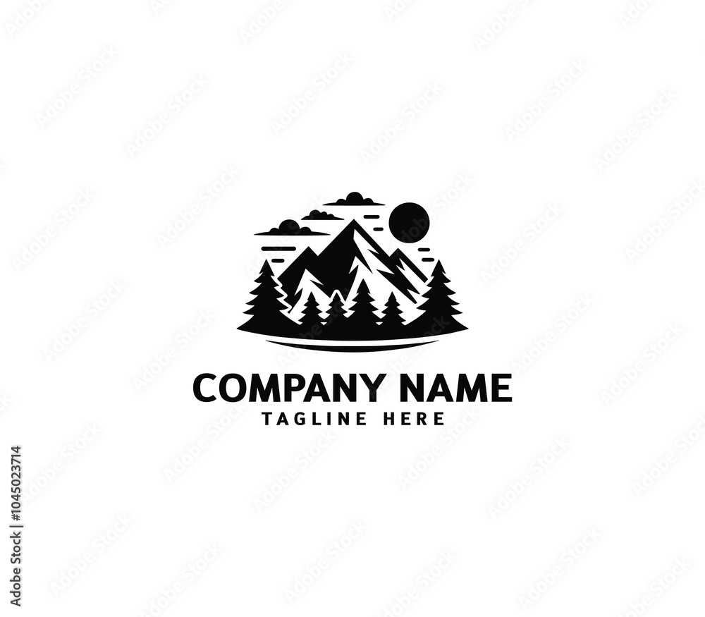 Vector mountain peaks logo design. Hill logo, Adventure logo. Modern mountain logo template Vector mountain peaks logo design. Hill logo, Adventure logo. Modern mountain logo template