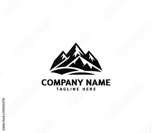 Vector mountain peaks logo design. Hill logo, Adventure logo. Modern mountain logo template