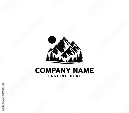 Vector mountain peaks logo design. Hill logo, Adventure logo. Modern mountain logo template