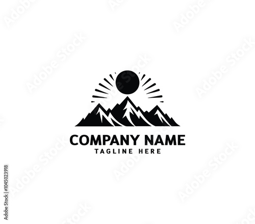 Vector mountain peaks logo design. Hill logo, Adventure logo. Modern mountain logo template