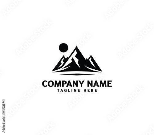 Vector mountain peaks logo design. Hill logo, Adventure logo. Modern mountain logo template