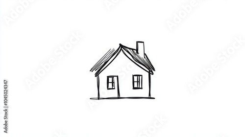 A simple black outline of a house, drawn by hand. The house stands out against a white background. This image could represent a home or be used as an icon.