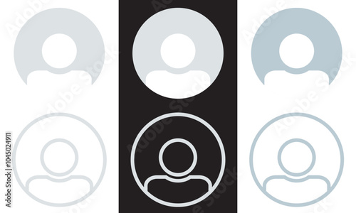 profile default avatar solid web and editable stroke icon set. user account  DP symbol for social media website, app. isolated on white and black background. Vector illustration. EPS 10