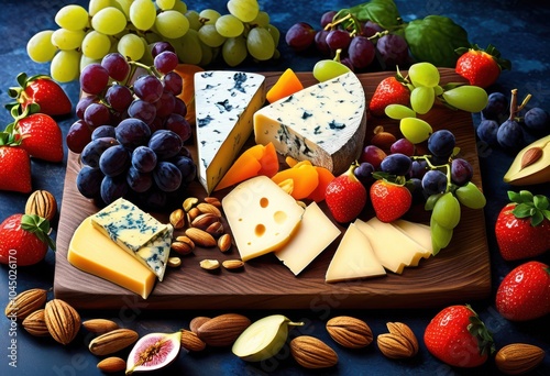 vibrant luxurious cheese board featuring various dips ideal elegant presentations gatherings, appetizers, artisanal, arrangement, blue, brie, platter