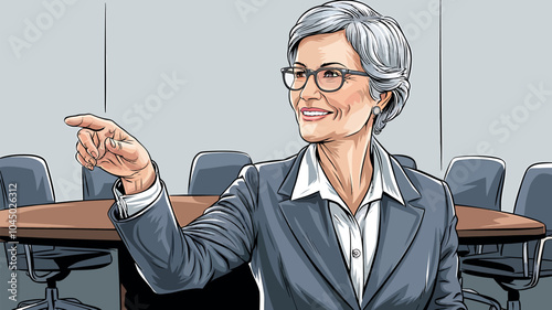 Confident Businesswoman During a Meeting in Office Setting 