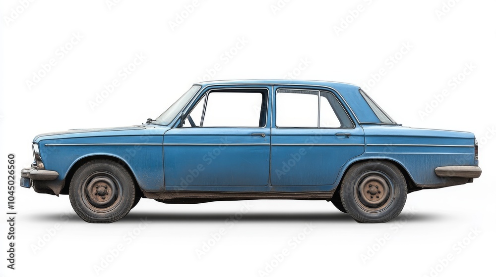 A single blue car, made in Russia, is shown against a plain white background. A single blue car, made in Russia, is shown against a plain white background.